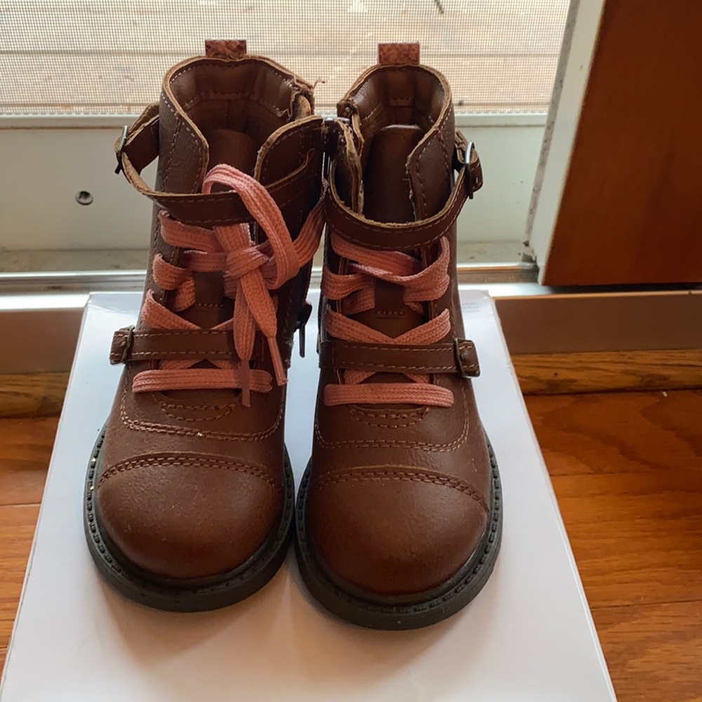 Carter’s; size 7 toddler; brown combat boots; brand new never worn!